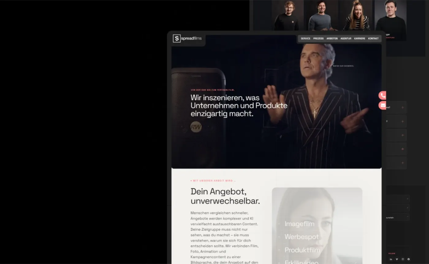 Spreadfilms website, built by Webnotics