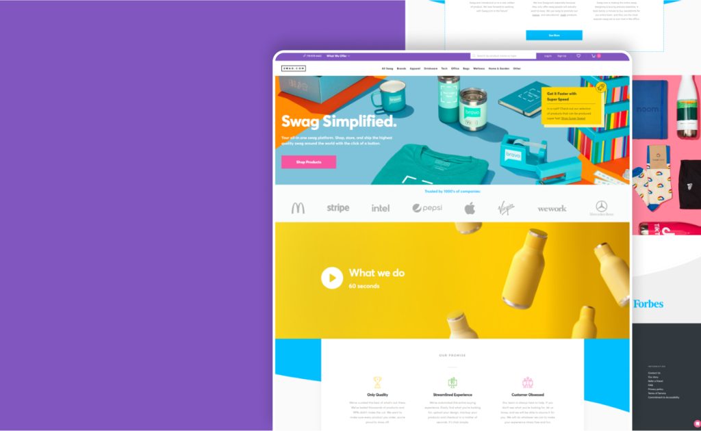 Swag website, built by Webnotics
