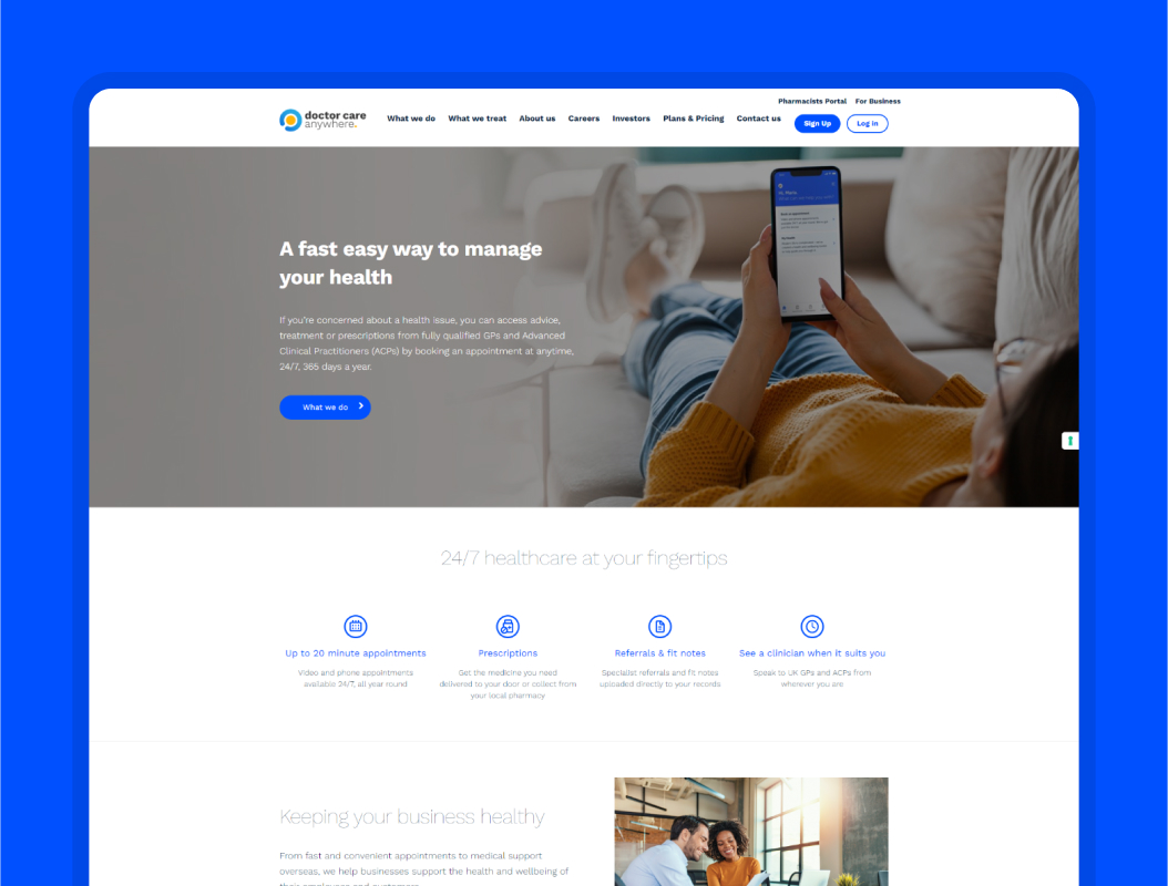 Doctor Care any Where website