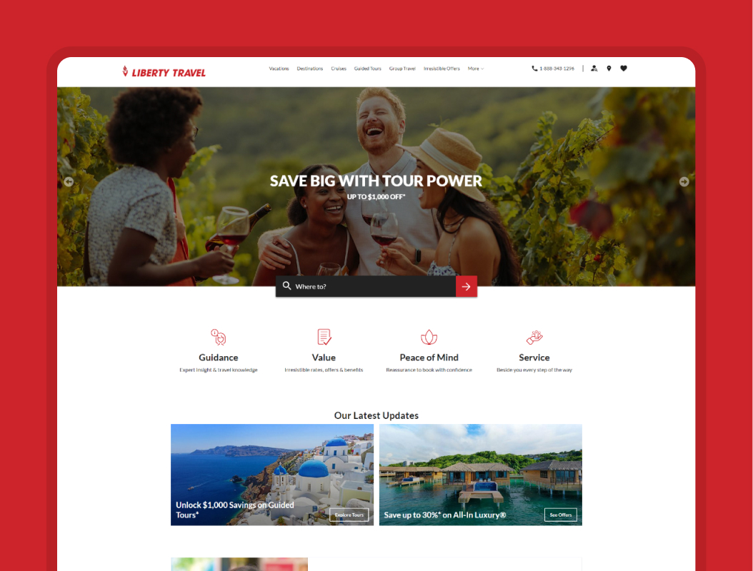 Liberty Travel website