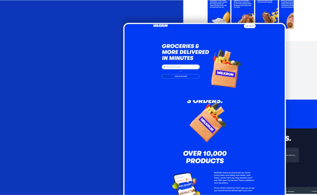 Milkrun website, built by Webnotics
