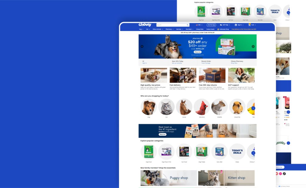 Chewy website, built by Webnotics
