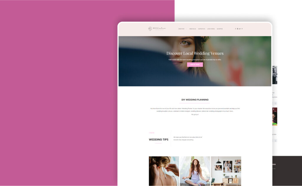 Bride Online website, built by Webnotics