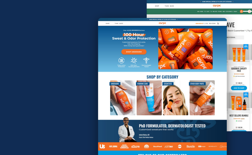 Carpe website, built by Webnotics