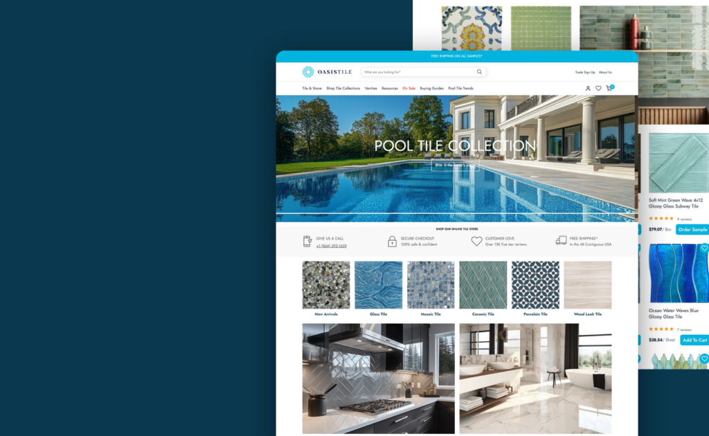 Oasis Tile website, built by Webnotics