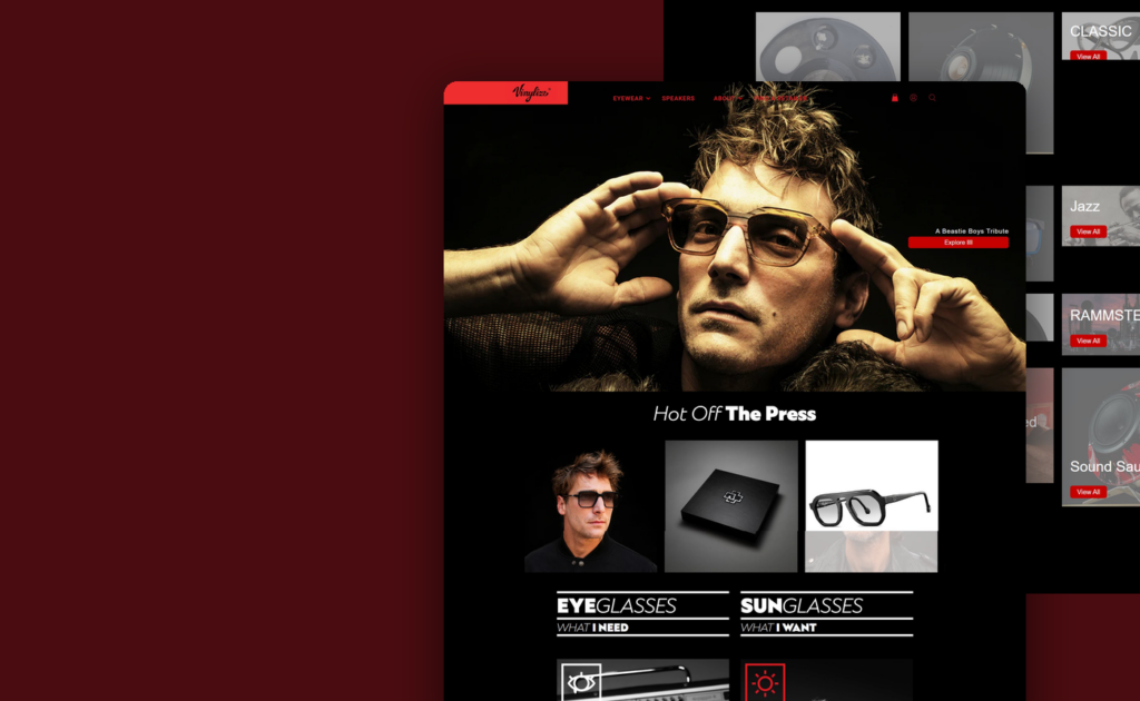 Vinylize Eyewear website, built by Webnotics