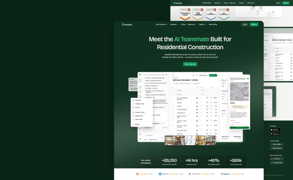 Handoff website, built by Webnotics