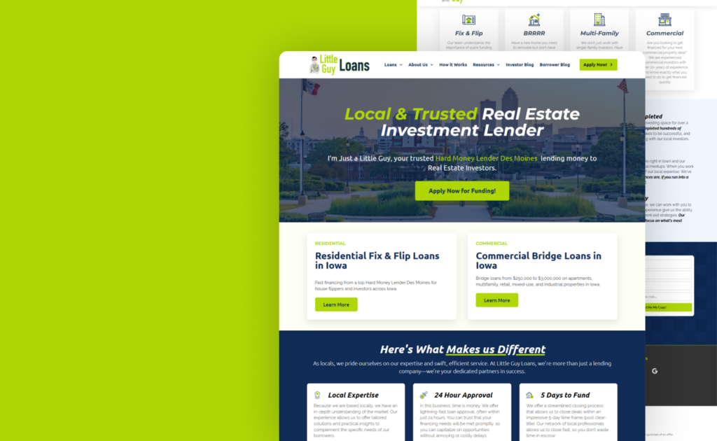 Little Guy Loans website, built by Webnotics