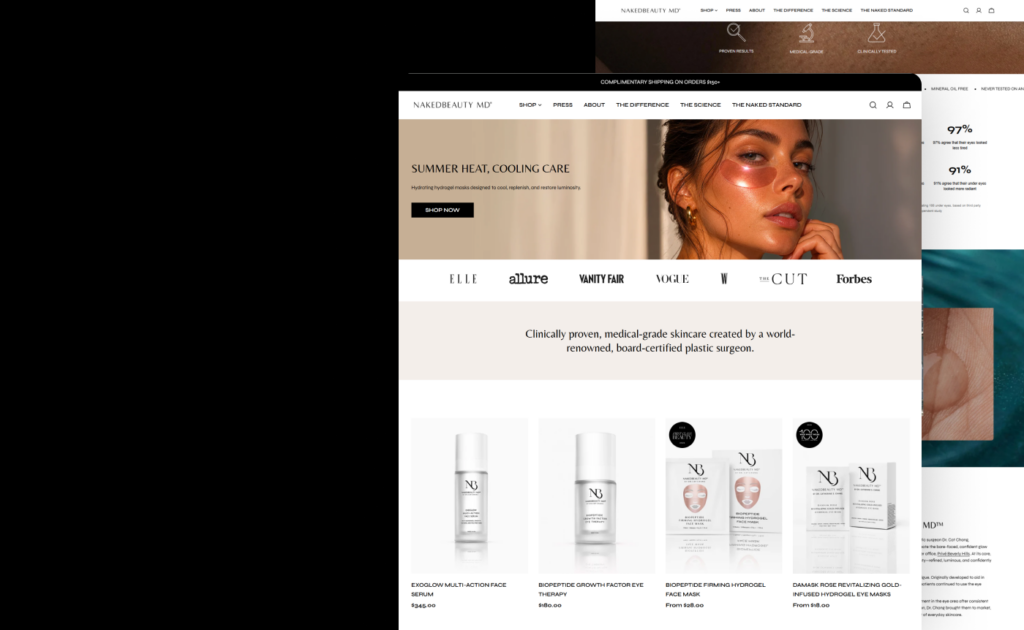 NakedBeauty MD website, built by Webnotics