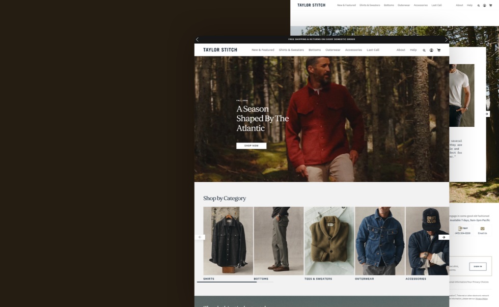 Taylor Stitch website screenshot