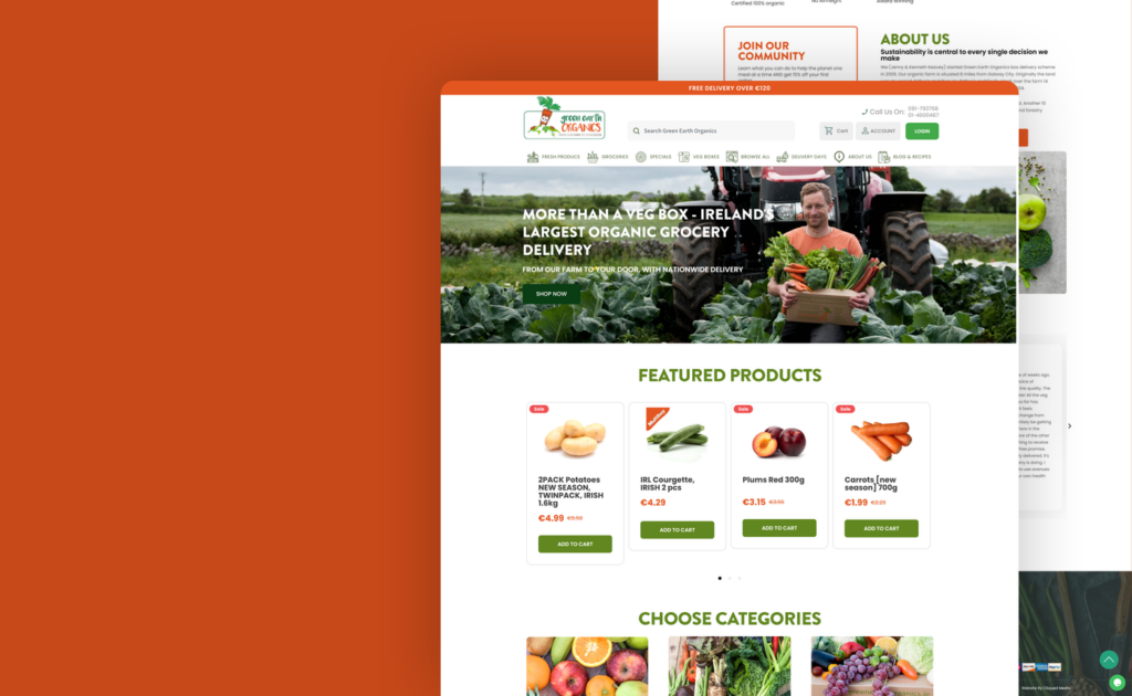 Green Earth Organics website, built by Webnotics