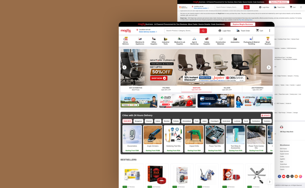 Moglix website, built by Webnotics