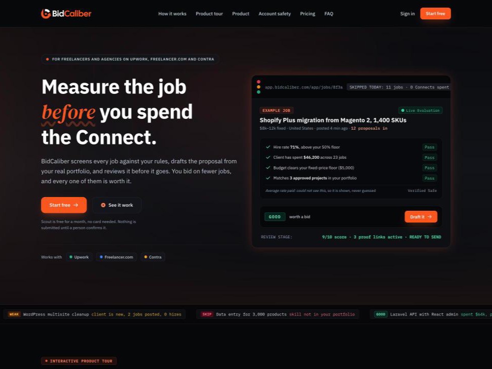 BidCaliber website, built by Webnotics