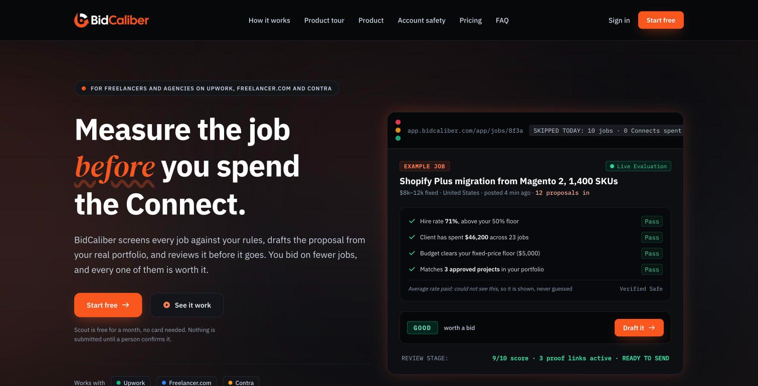 BidCaliber website, built by Webnotics
