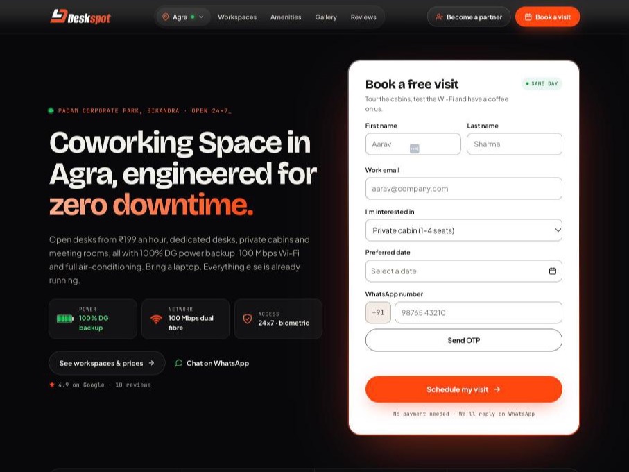 Deskspot website, built by Webnotics