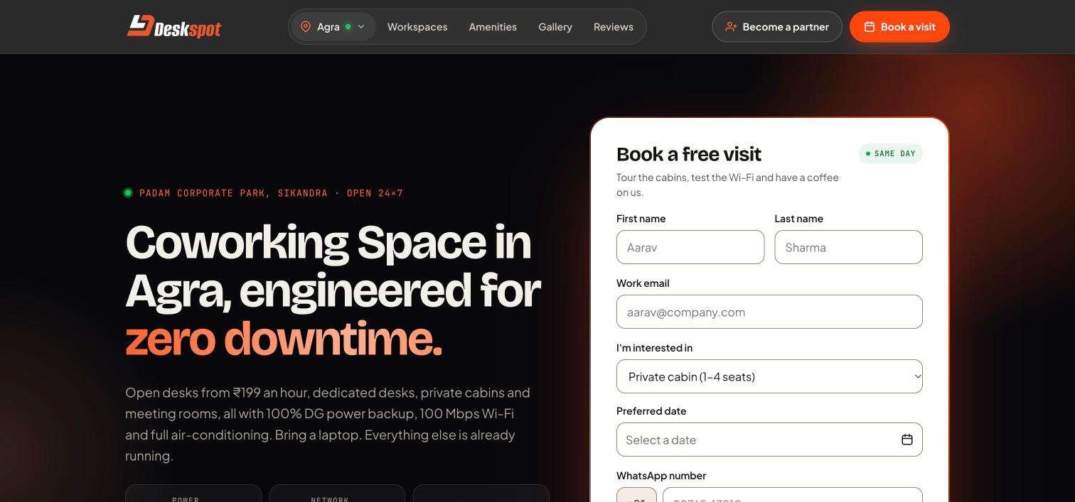 Deskspot website, built by Webnotics